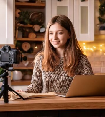 Firefly Teen in kitchen with lap top and camera at her 22922 Firefly Teen in kitchen with lap top and camera at her 22922