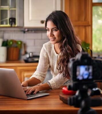 Firefly Teen in kitchen with lap top and camera at her 95772 Firefly Teen in kitchen with lap top and camera at her 95772